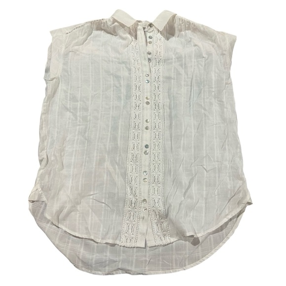 Johnny Was Calme Sleeveless Button Front Top Lattice Trim Embroidered Small - Picture 1 of 4